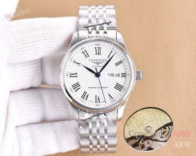 High Quality Replica LONGINES Men's Watch Silver 316L Stainless Steel Strap Different Colors Face Dial Silver Case Watch 40*12mm